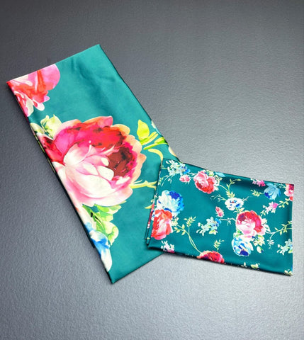Teal Floral Digital Saree