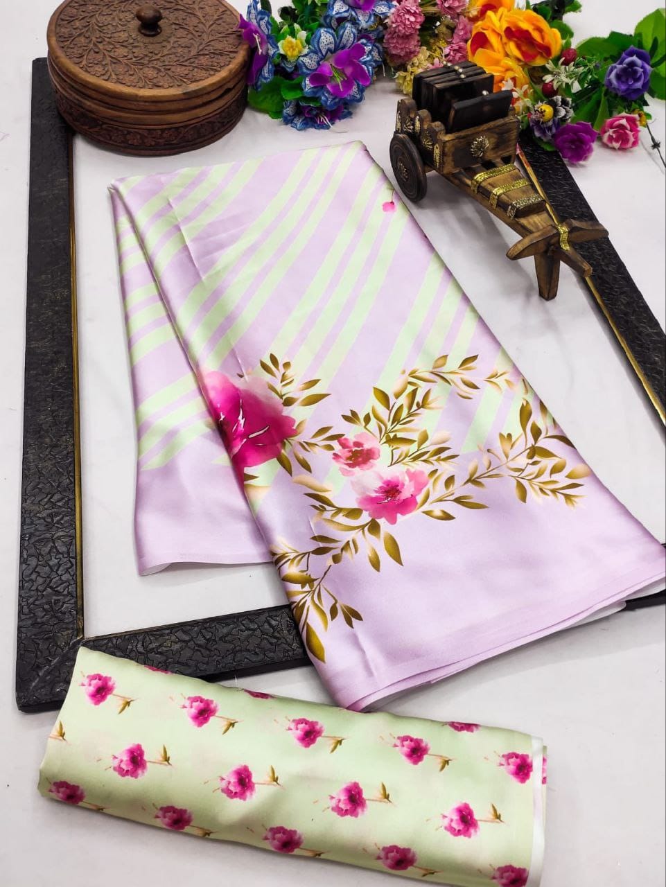 Elegant Floral Pastel Modal Silk Saree