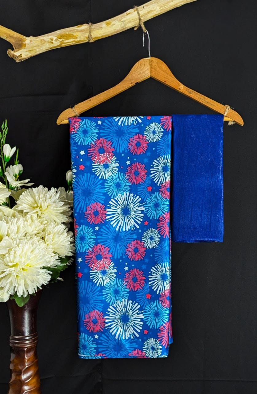 Royal Blue Starry Drape Saree