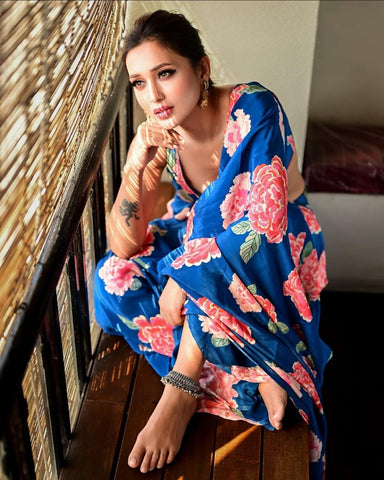 Elegant Floral Silk Saree