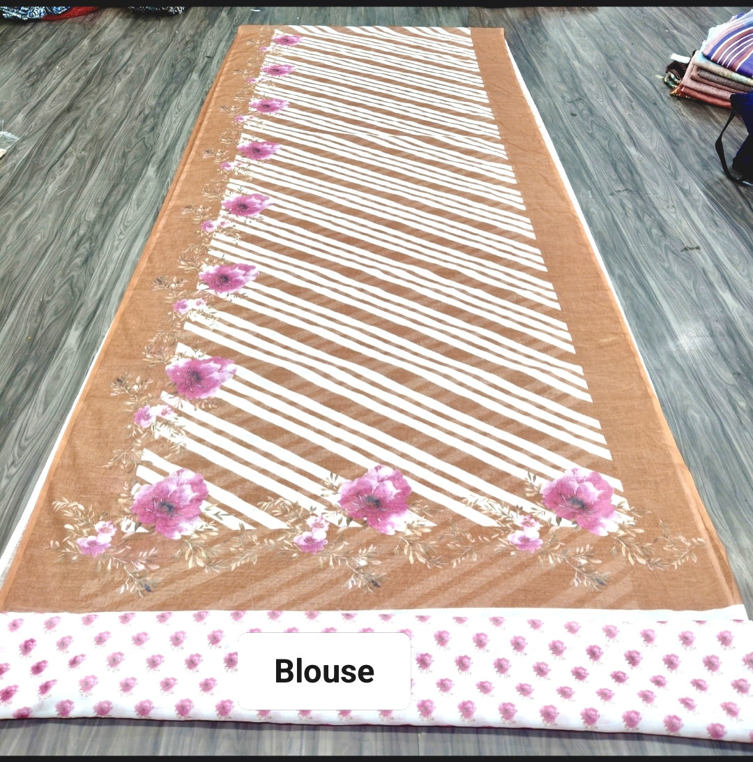 Premium Linen Cotton Saree with Elegant  Border | Soft Lightweight Summer Saree | Party & Daily Wear