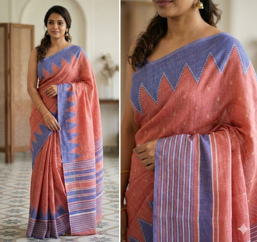 Premium Linen Cotton Saree with Elegant  Border | Soft Lightweight Summer Saree | Party & Daily Wear