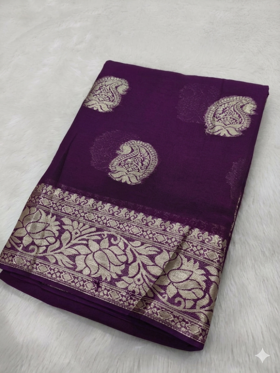 Premium Viscose Georgette|Butta Design|Mango silk|Design And Partywear Saree