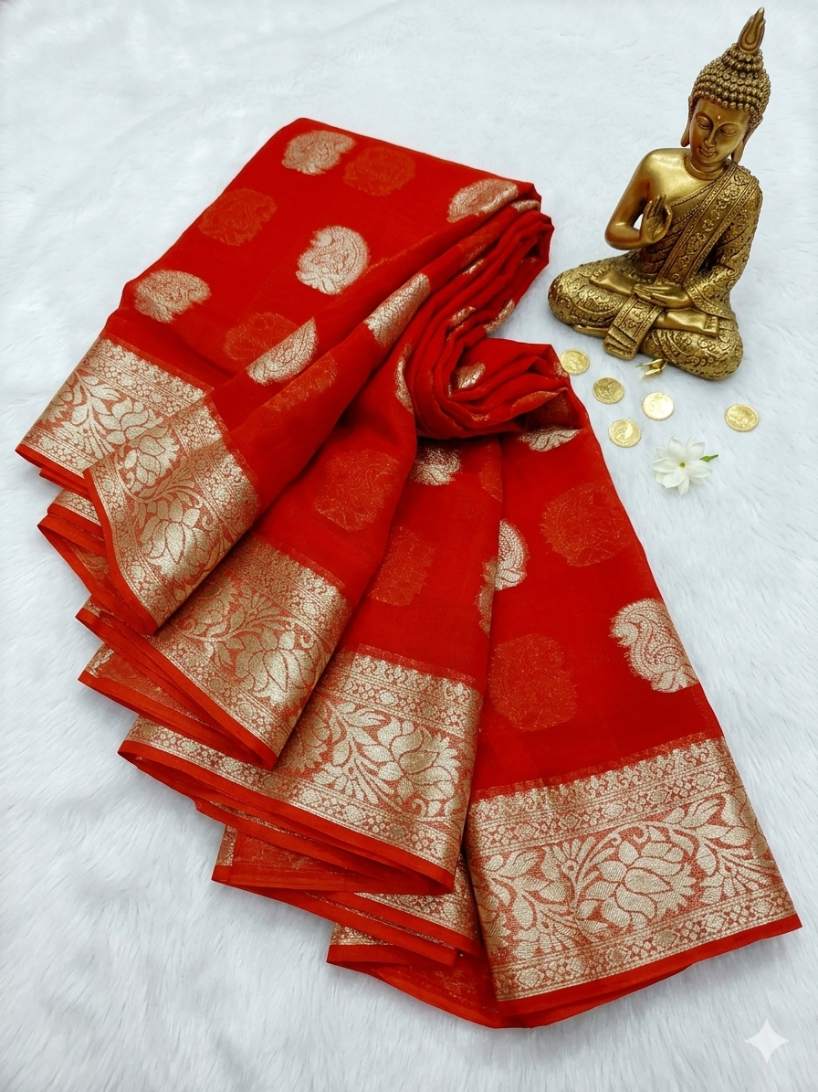 Premium Viscose Georgette|Butta Design|Mango silk|Design And Partywear Saree