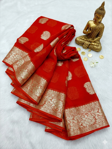 Premium Viscose Georgette|Butta Design|Mango silk|Design And Partywear Saree