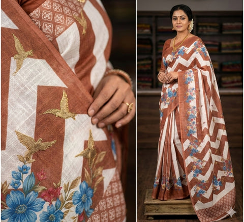 Premium Linen Cotton Saree with Elegant  Border | Soft Lightweight Summer Saree | Party & Daily Wear