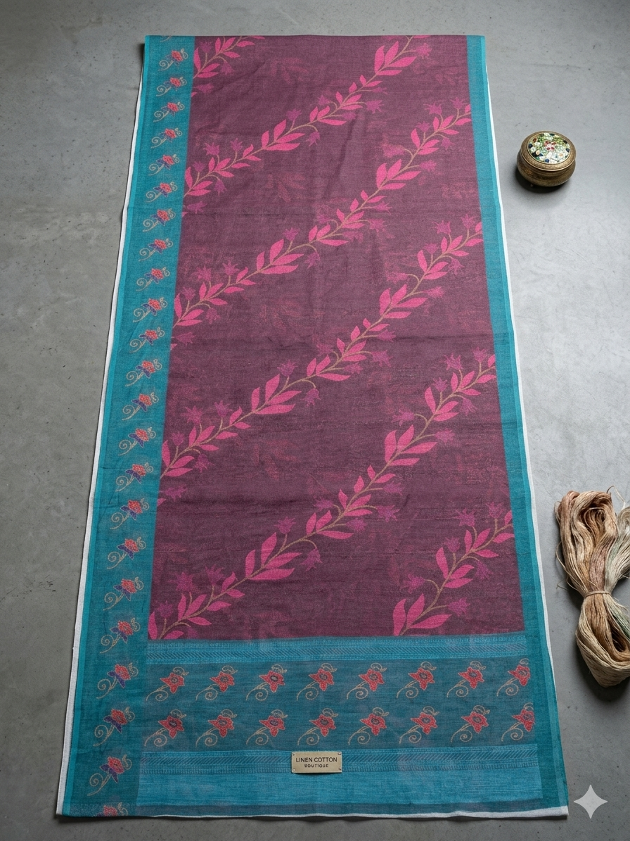 Premium Linen Cotton Saree with Elegant  Border | Soft Lightweight Summer Saree | Party & Daily Wear